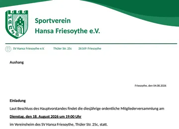 Mitgliederversammlung am 18.08.