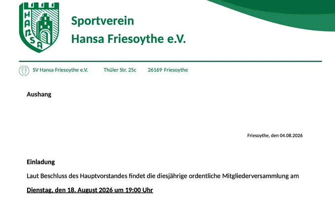 Mitgliederversammlung am 18.08.