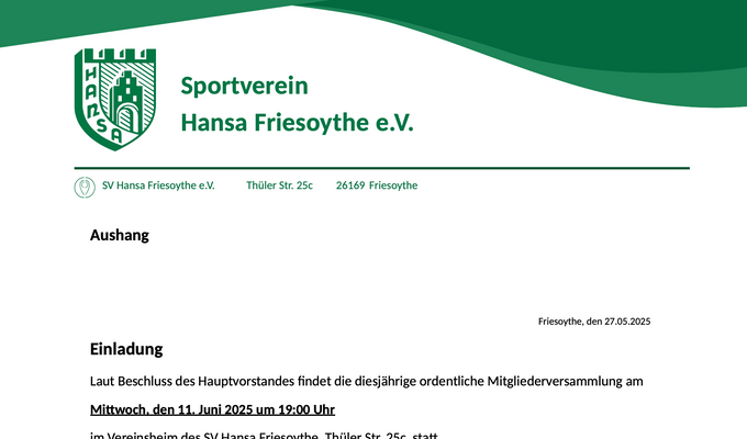 Mitgliederversammlung am 11.06.